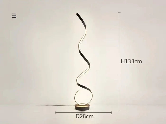 lampe sol led moderne spirale blanc noir contemporaine télécommande aluminium
