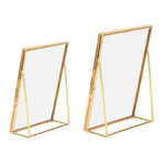 cadre photo or minimaliste verre transparent geometrique ouverture deux parties pieds