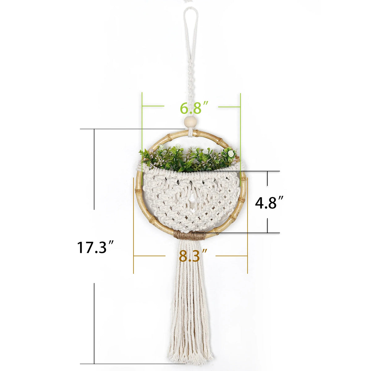 tapisserie murale macramé géométrique boho chic coton main plante artificielle