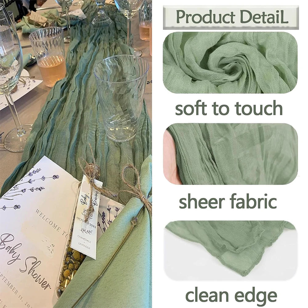 chemin table ruban texture froissée boho bleu rose noir vert décoratif mariage fête