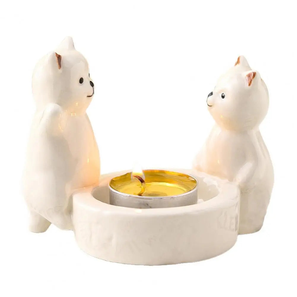 Bougeoir chaton blanc ambiance chaleureuse décoration intérieure