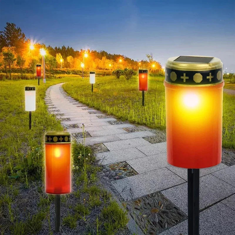 lampe solaire rouge blanche ornement doré moderne extérieur jardin décoration festive LED
