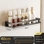 étagère murale aluminium perforée noire adhésive salle bain moderne organisateur suspendu toiletterie support