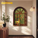 applique murale led fenêtre décorative fleurs orange feuilles vertes classique salon intérieur