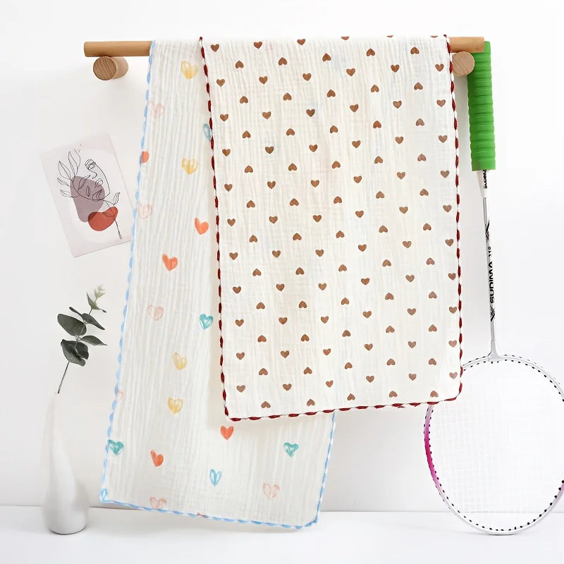 serviettes sport coton gauze animaux ours nuages coeurs bébés blanc orange bleu vert