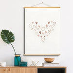 Cadres murals modernes minimalistes texte arc ciel coeurs blanc beige marron rose gris toile
