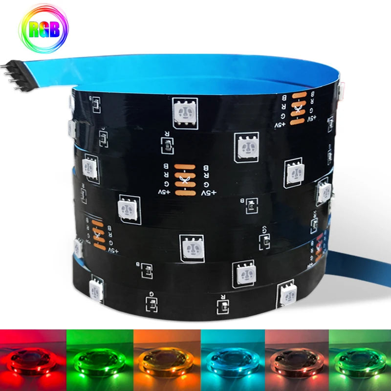 ruban led rgb 5v 18 led noir bleu adhésif moderne connecteurs certifié rohs cem