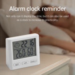 mini horloge alarme blanc affichage température humidité emojis moderne compact lcd numérique