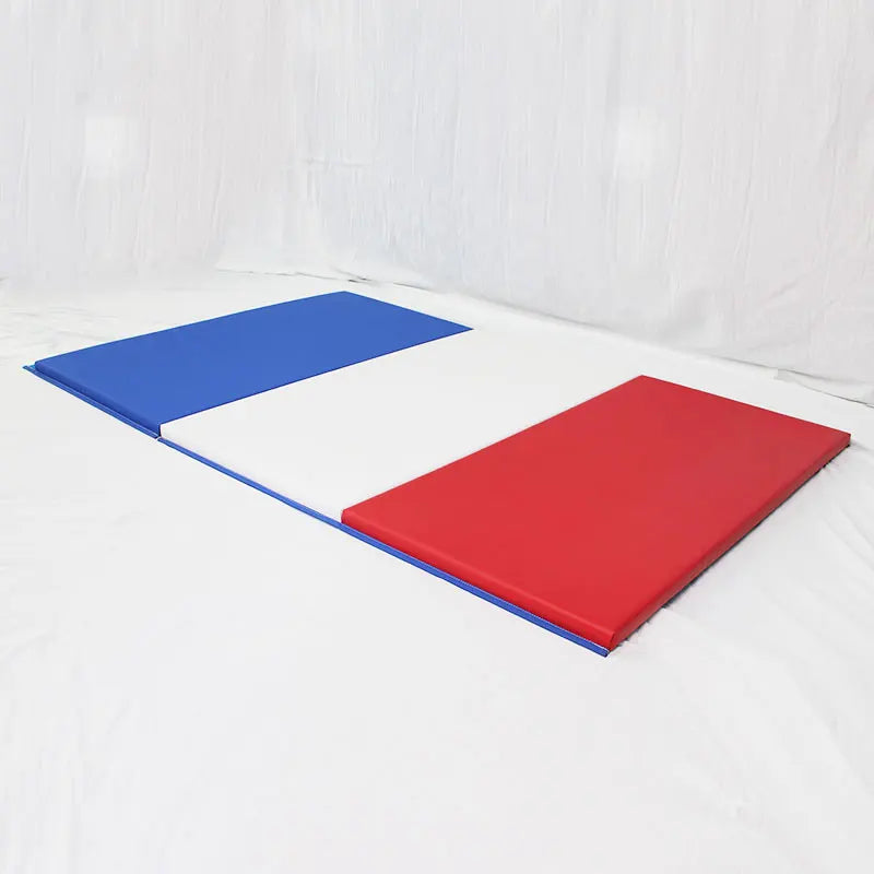 tapis gymnastique pliable non glissant rouge bleu blanc moderne adhésif sport