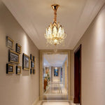 lustre pendentif crystal feuilles lotus doré éclairage led touch switch élégant salon chambre
