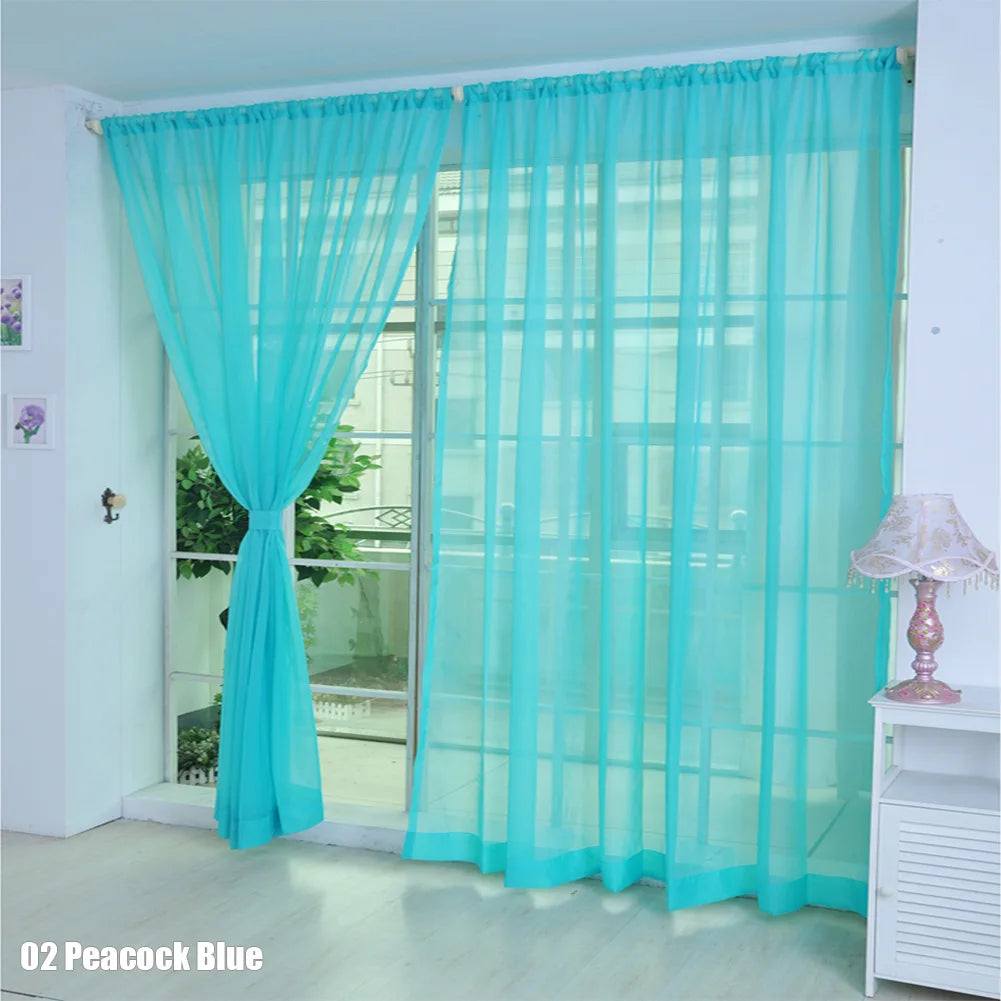 rideau transparent moderne fin vertical plissé couleurs vives turquois orange rouge violet rose blanc