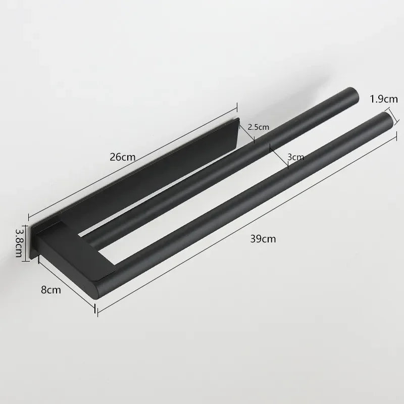 porte serviettes mural noir minimaliste auto adhésif acier inoxydable salle bain cuisine