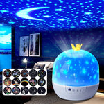 projecteur nuit étoiles lune géométrique blanc bleu jaune moderne veilleuse chambre enfants led diy