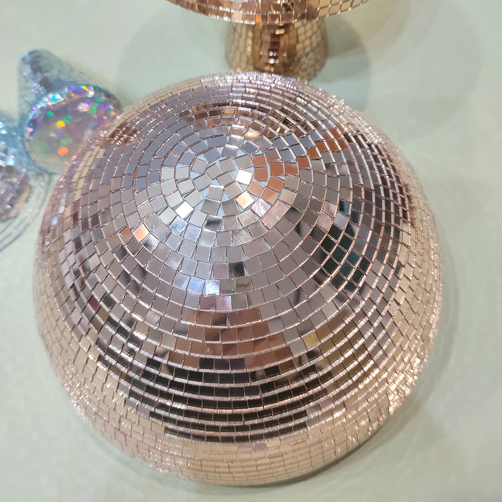 Lampe champignon disco miroir gris clair