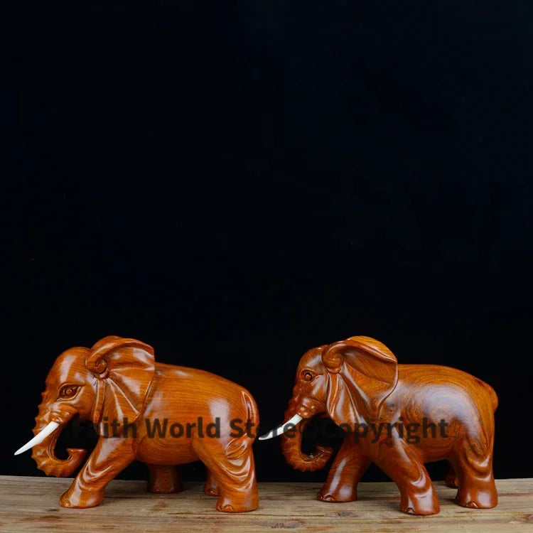 statuette éléphant marron clair sculptée relief artisanale décoration intérieure maison