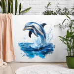 sticker mural dauphins sautant eau bleu blanc réaliste auto adhésif résistant eau salon baignoire