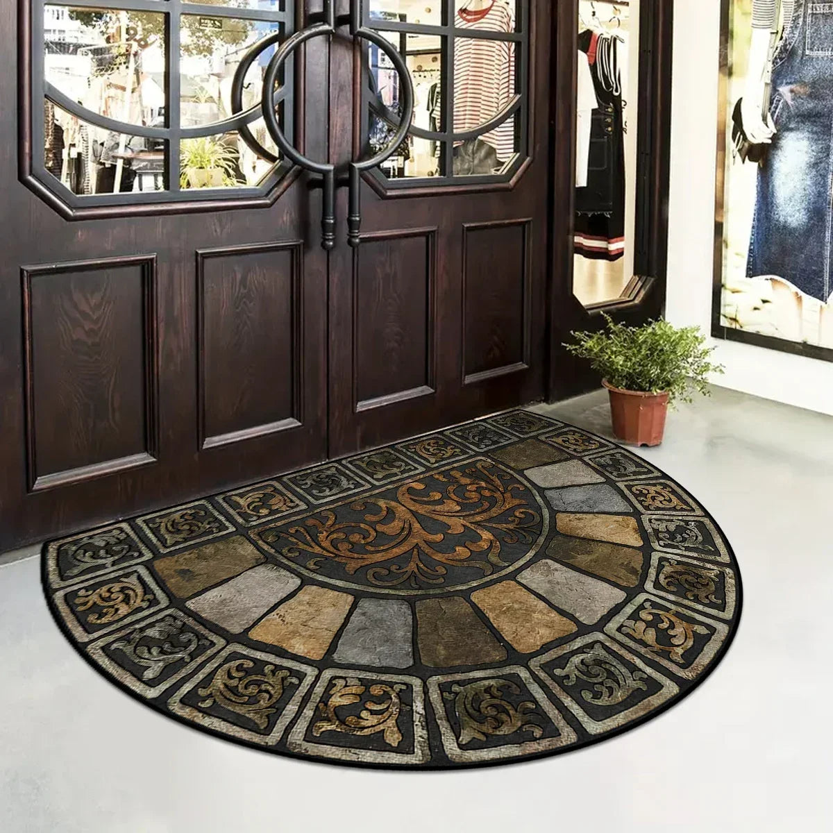 tapis d'entrée antidérapant vintage motif mosaïque floral porte salon maison intérieur classique