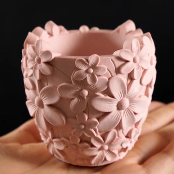 moule silicone fleurs reliefs diy cire résine pot plante artisanal décoration jardin blanc rose