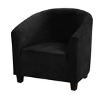 Housse fauteuil velours gris foncé étirable moderne élastiques canapé intérieur extérieur