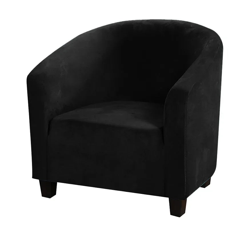 Housse fauteuil velours gris foncé étirable moderne élastiques canapé intérieur extérieur