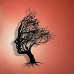 sculpture murale contemporaine silhouette visage noir abstraite métal fixations invisibles 30cmx21cm