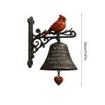cloche décorative rouge oiseau cardinal cadre métal forge jardin classique rustique coeur suspenduextérieur