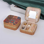 boîtes bijoux vintage zippées boho chic velours imprimé floral beige multifonctionnel porte bijoux travel