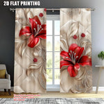 rideau floral moderne fleurs lilas feuilles beige rouge blanc opaques chambre