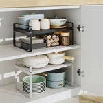 étagère cuisine rétractable modulaire noire métal tiroirs moderne fixée assemblage facile rangement efficace