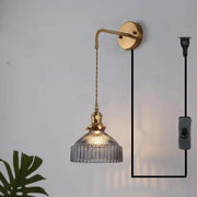 lampe murale industrielle vintage or vert transparent verre rayures moderne chambre couloir