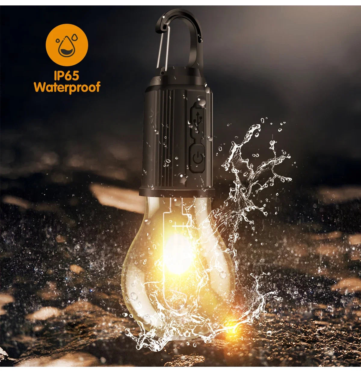 lampe camping led rechargeable usb transparent vintage modes éclairage indice ip65
