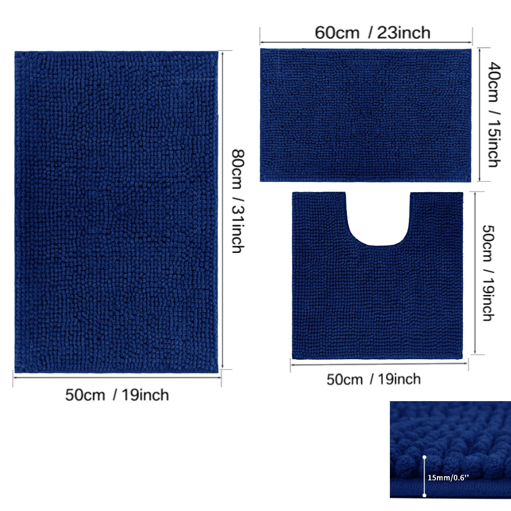 ensemble tapis bain chenille doux absorbant secage rapide motif rayures salle bain