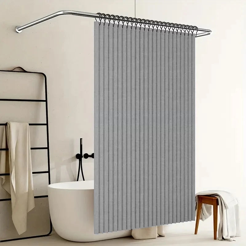 rideau douche gris texturé moderne motif lin ourlet standard respectueux environnement 180x200cm