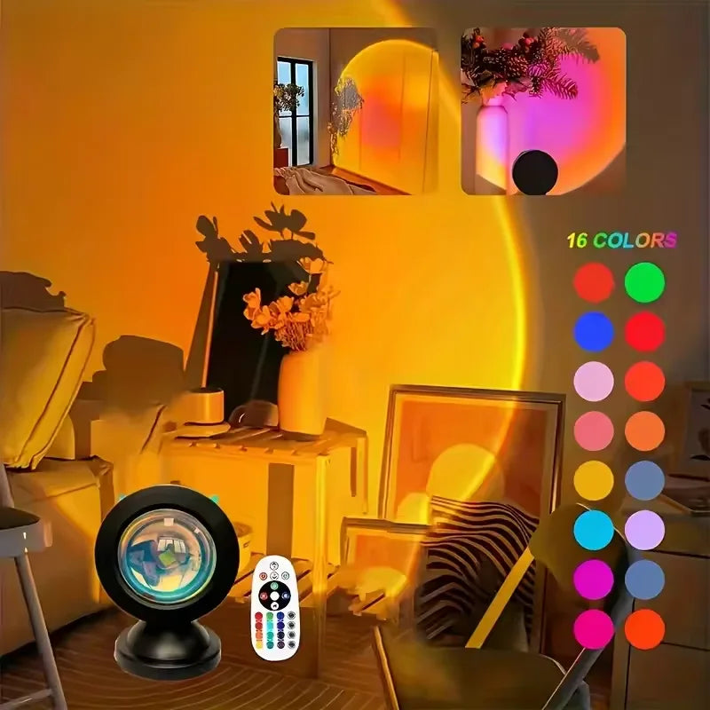veilleuse led change couleur 16 options lumiere lune ambre rouge verte bleue télécommande moderne