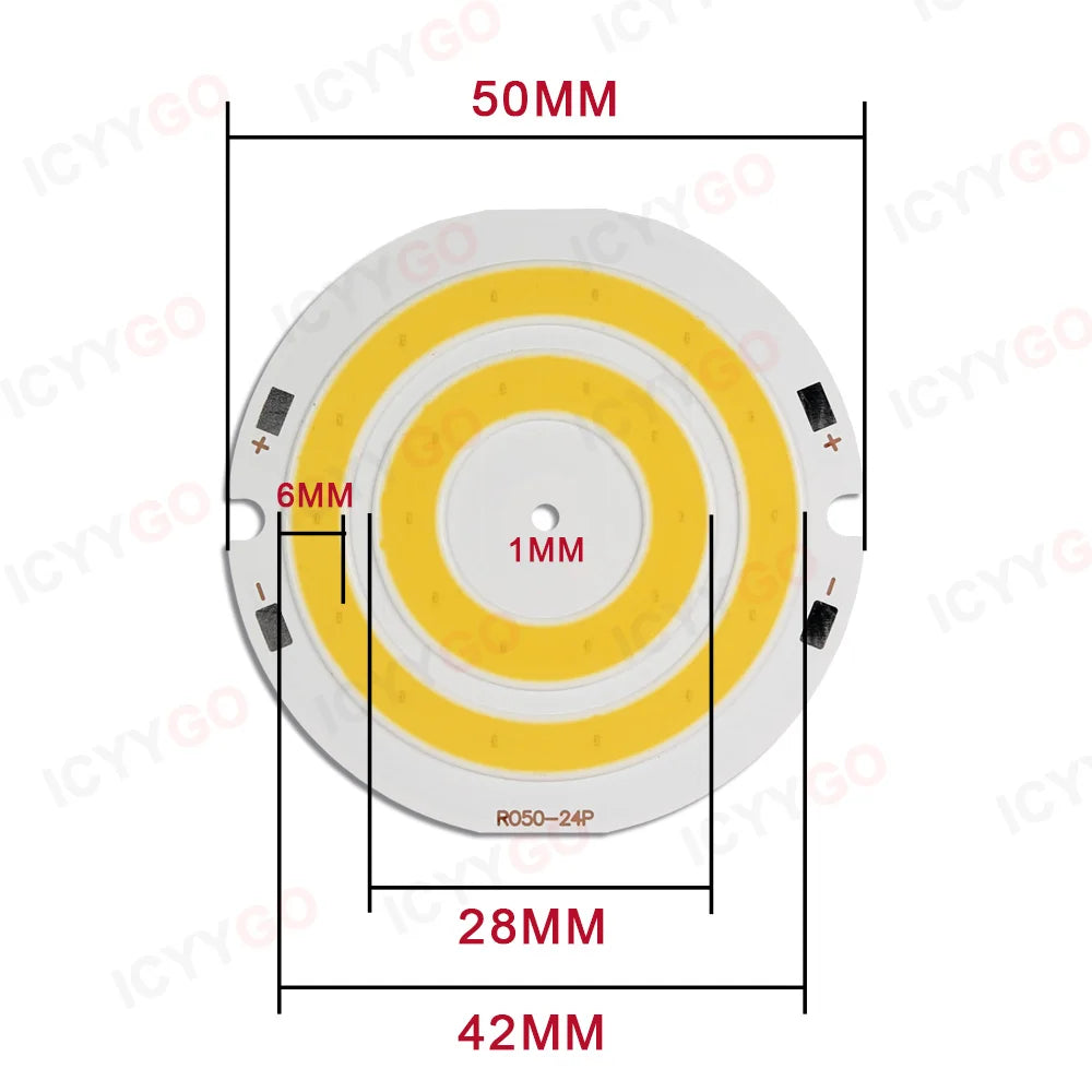plaque led 2w 50mm blanc rouge vert jaune rayures concentriques modernes 3000k 4200k 6500k