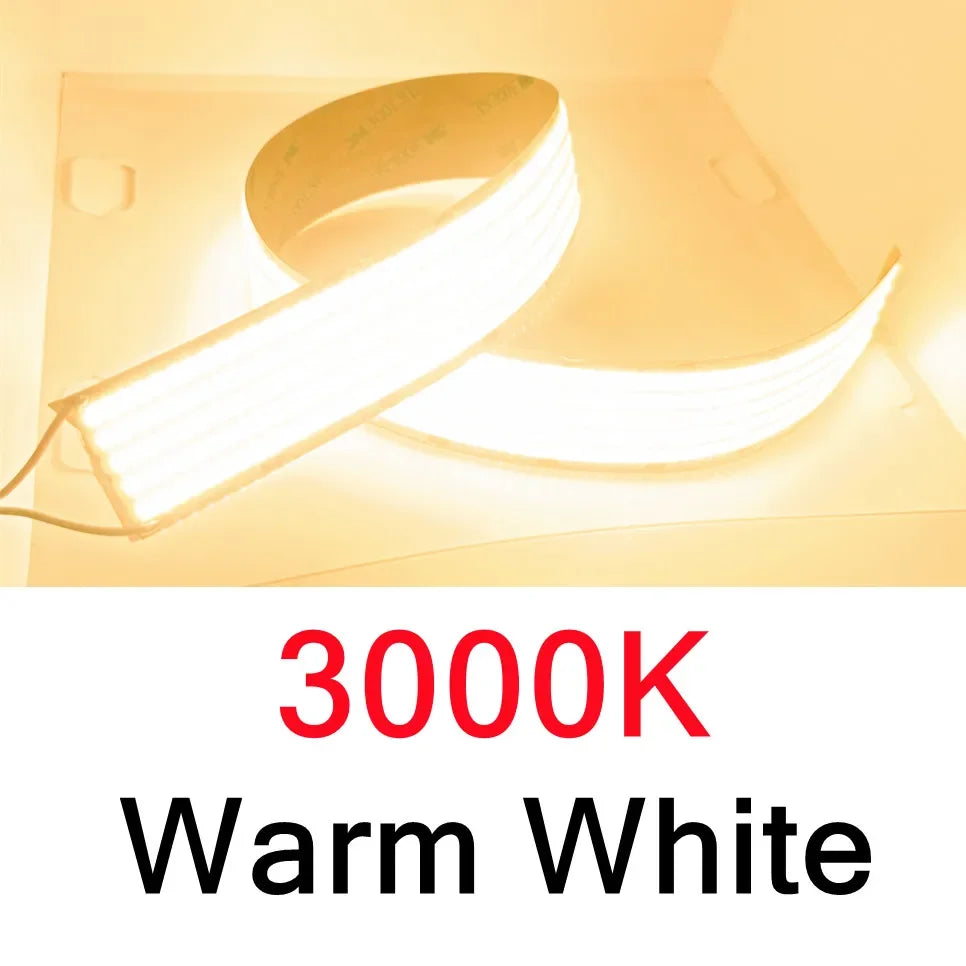 ruban led cob flexible 24v blanc chaud naturel froid rétroéclairage tv intérieur chambre