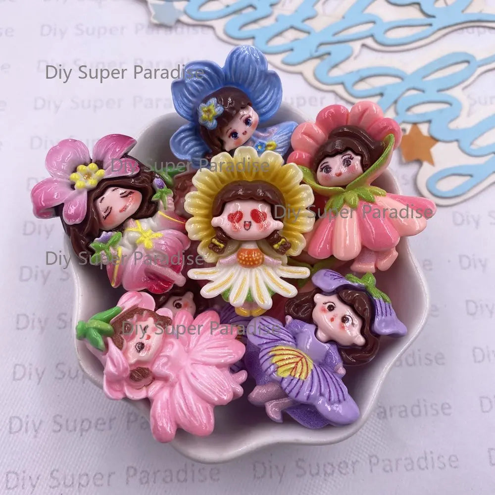 figurines fleurs filles résine kawaii scrapbooking décoration maison anniversaire noël mariage halloween pâques
