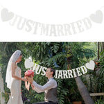 guirlande mariage just married bannières lettres cœur blanc rouge décoration anniversaire événement