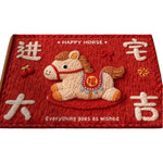 tapis sol antidérapant polyester vinyle géométrique chevaux motifs floraux lettres chinoises happy lucky festive