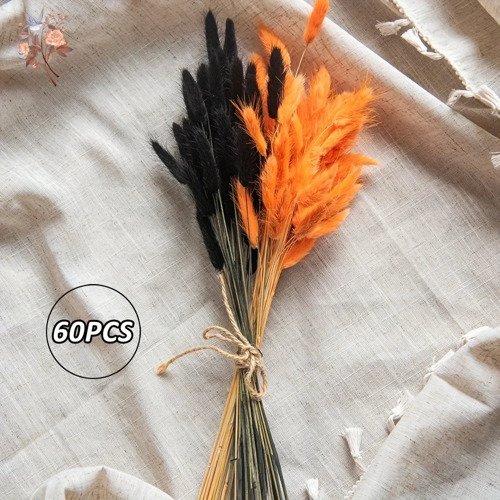 décoration intérieure plumes orange noir bouquets feuilles naturelles rustiques 60 pièces decoration table fêtes