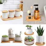 supports bambou assiettes modernes rustiques pots fleurs naturels petits grands decoration maison