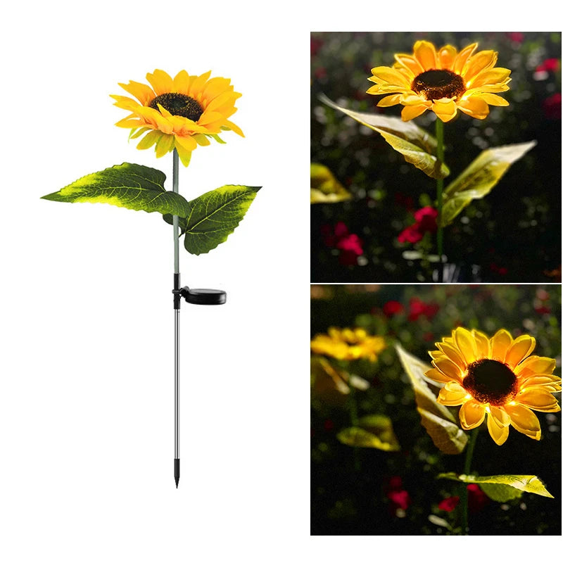 décorations extérieures fleurs tournesol artificielles jaune vert modernes led étanches jardin