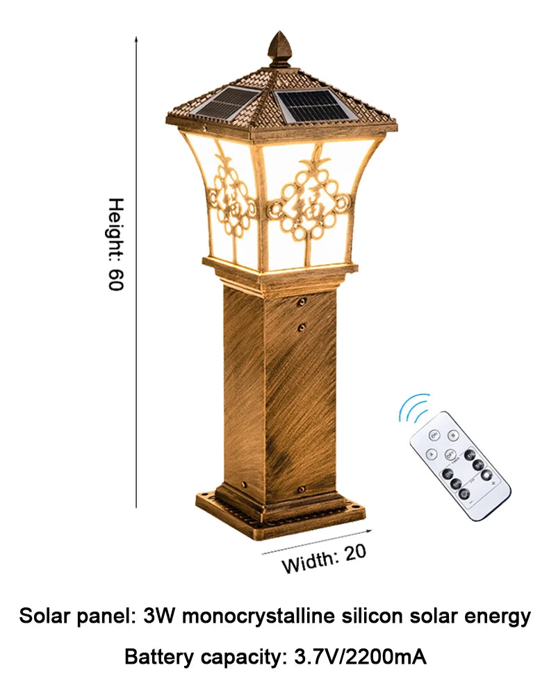 Lampe solaire gazon doré ornement floral ip65 led classique autoinstallationextérieur