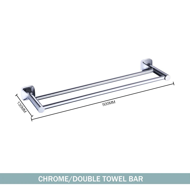 ensemble accessoires salle bain chrome porte serviette savon dentifrice gobelet mural métal