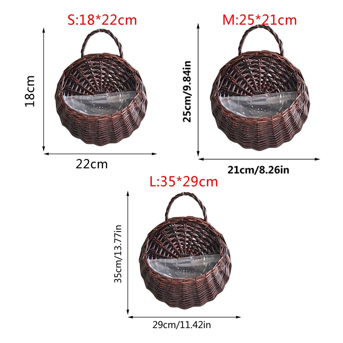 panier suspendu tissage osier marron foncé marron clair traditionnel durable poignées