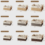 paniers rangement tissés imitation rattan floral beiges rustiques boho chic multifonctionnels stockage