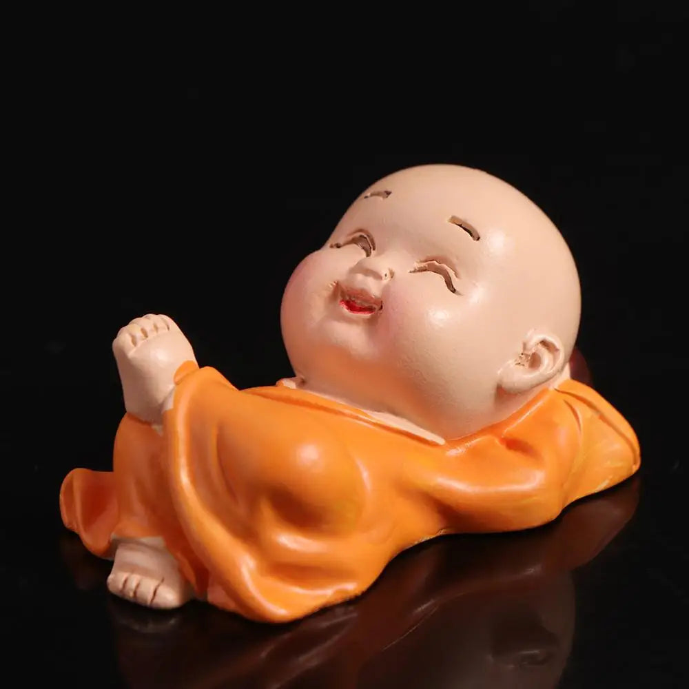 ornement résine figuratif bouddha varié décoration maison statuette mat opaque orange blanc