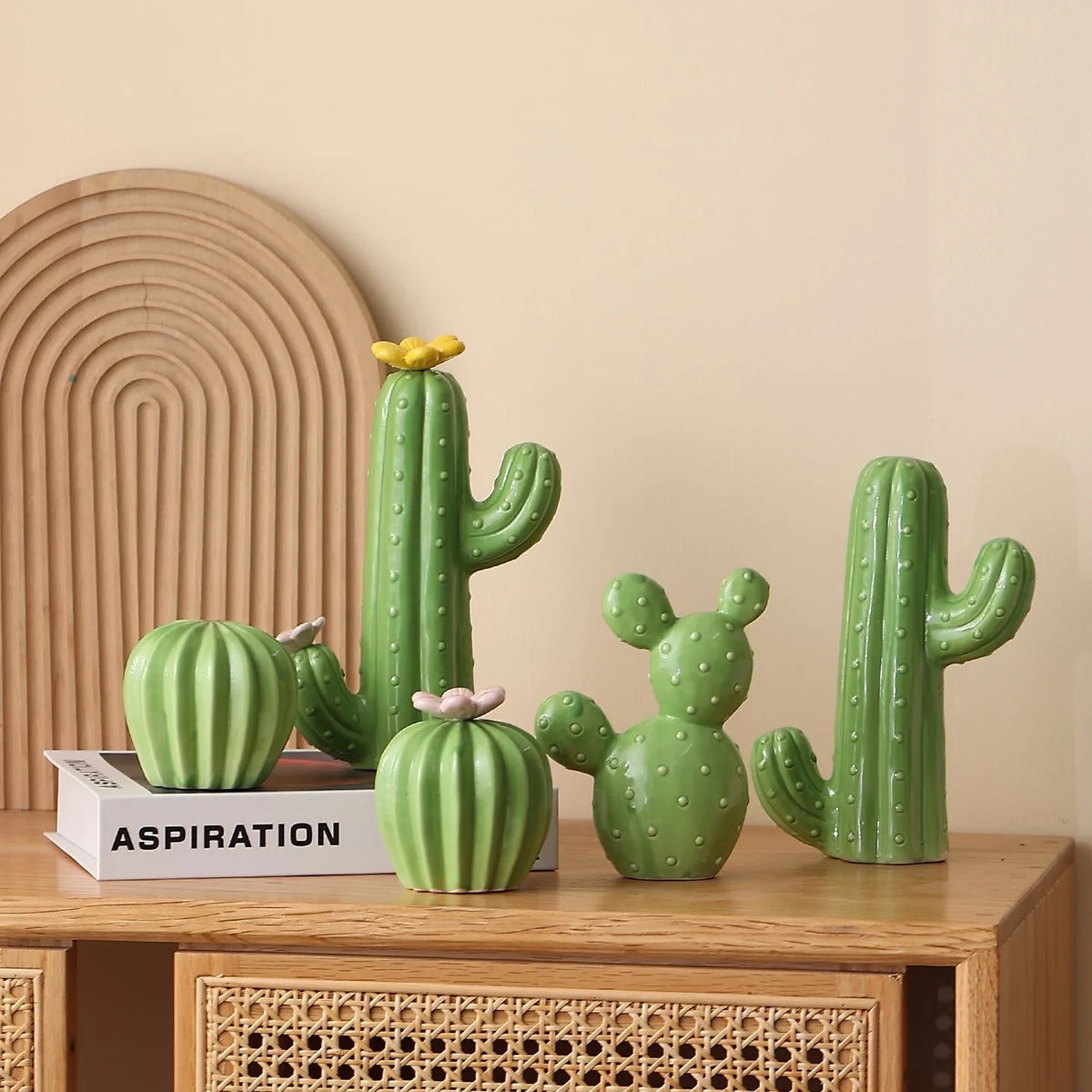 décoration intérieure cactus céramique vert moderne épines fleurs table ornement