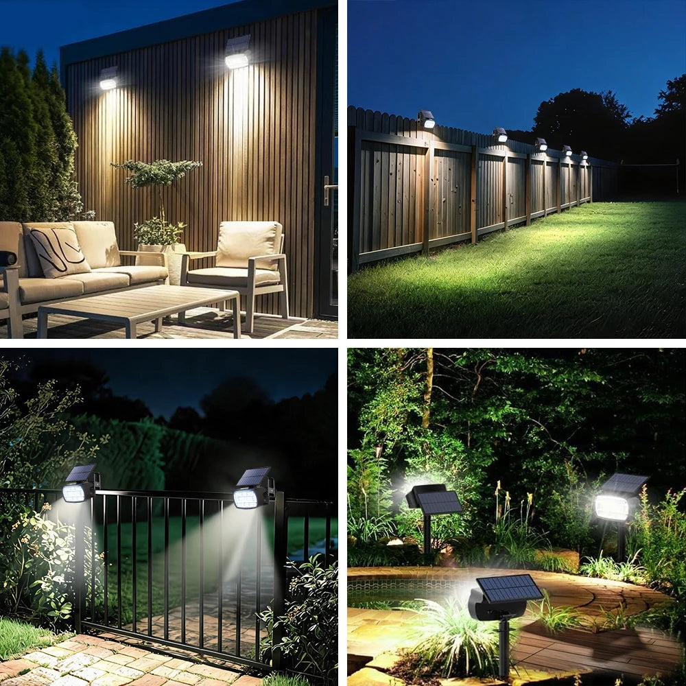 projecteur solaire led clippon 136led 48led ip65 moderne extérieur jardin clôture campingurgence