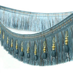ruban franges dorées bleu clair gris vert beige marron rouge decoratif polyester 11cm